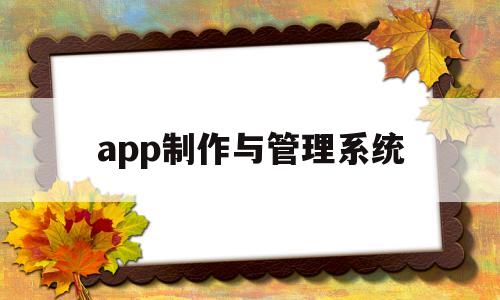 app制作与管理系统(app制作流程及最优步骤)